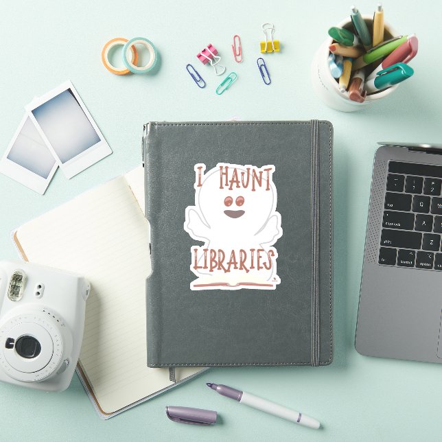 Haunt Libraries Fun Bookish Ghost Cartoon      Sticker (iPad Cover)