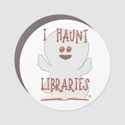 Haunt Libraries Funny Bookish Ghost Art       Car Magnet