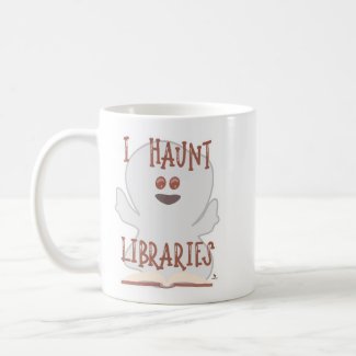 Haunt Libraries Funny Bookish Ghost Cartoon 