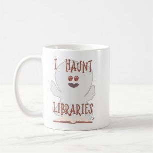 Haunt Libraries Funny Bookish Ghost Cartoon Coffee Mug
