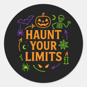 Haunt Your Limits Neon Halloween Classic Round Sticker