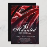 Haunted 16 Sixteenth Birthday Party Invitation<br><div class="desc">Have a Halloween or scary themed celebration with this haunted sixteenth birthday party invitation. This haunted 16th birthday invite design includes distressed lettering to add to the mood and more standard fonts to get the information across. The invitation has a red, black, and white color scheme. Ready for a scary...</div>