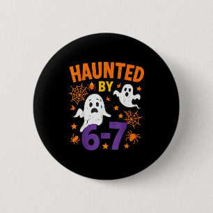 Haunted 67 Ghost Math Teacher Halloween Costume Ma Button