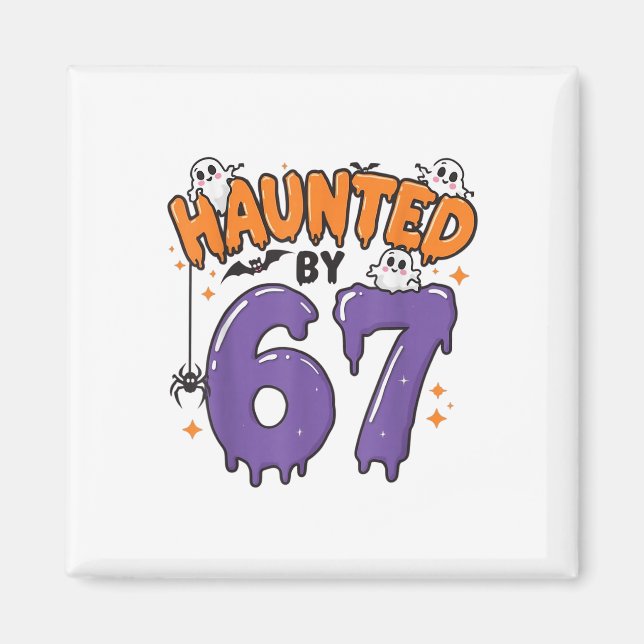 Haunted 67 Meme Six Seven 6-7 Funny Internet Joke  Magnet (Front)