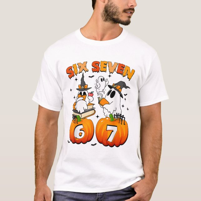 Haunted 67 Meme Six Seven 6-7 Funny Internet Joke  T-Shirt (Front)