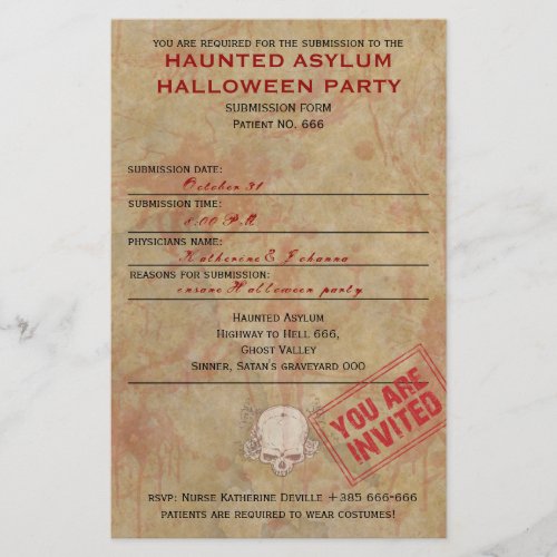 Haunted Asylum Halloween Party Flyer