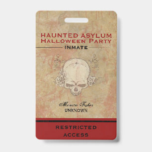 Haunted Asylum Halloween Party Inmate 3 Badge