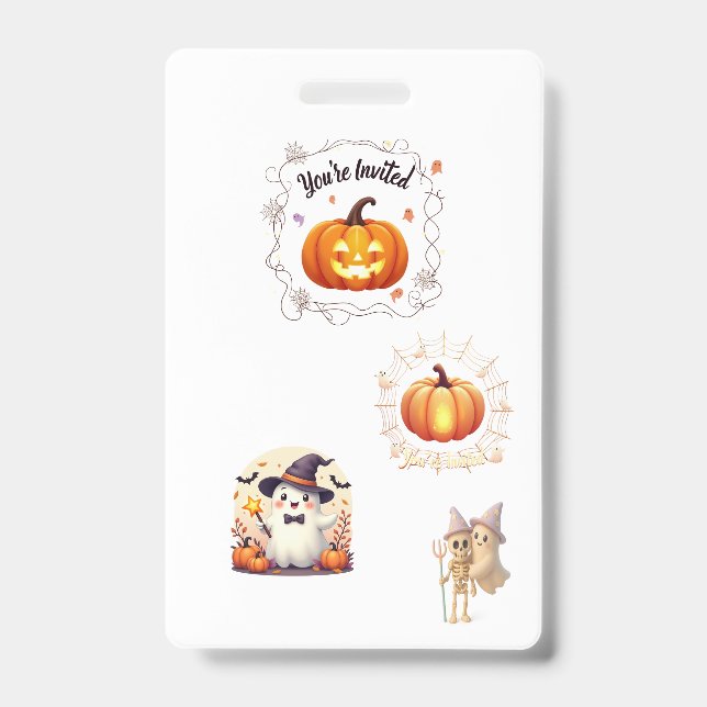 Haunted Badge Halloween Invitation (Front)