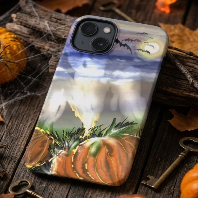 Haunted Beach With A Ghost And Pumpkins  Case-Mate iPhone Case (Creator Uploaded)