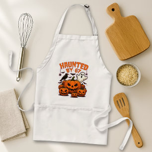 Haunted by 67 Funny Ghost And Pumpkin Halloween Adult Apron