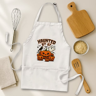 Haunted by 67 Funny Ghost And Pumpkin Halloween Adult Apron
