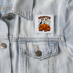 Haunted by 67 Funny Ghost And Pumpkin Halloween Button