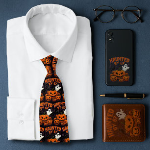 Haunted by 67 Funny Ghost And Pumpkin Halloween Neck Tie