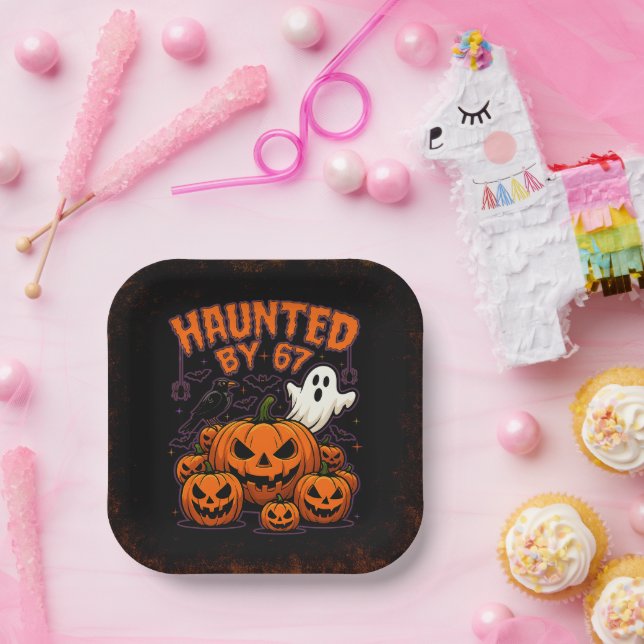 Haunted by 67 Funny Ghost And Pumpkin Halloween Paper Plates (Party)
