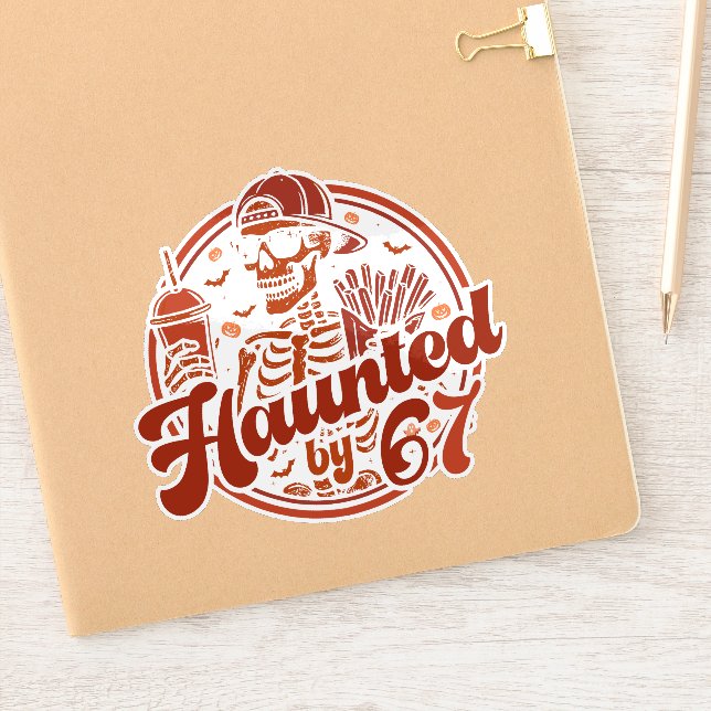 Haunted By 67 Funny Halloween Six Seven 67 Meme Sticker (Notebook)