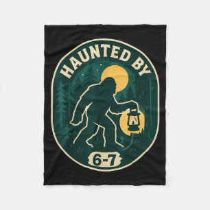 Haunted By 6-7 Bigfoot Lantern Halloween Badge Fleece Blanket