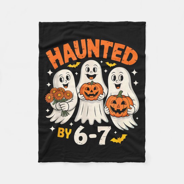 Haunted By 6-7 Cute Ghosts With Flowers  Fleece Blanket (Front)