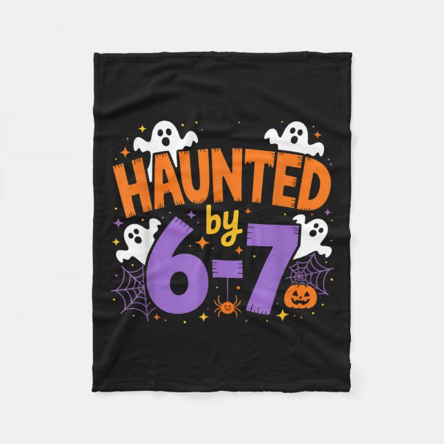 Haunted By 6-7 Halloween Ghosts And Sders Design  Fleece Blanket (Front)