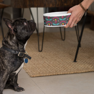 Haunted by Your Love Sugar Skull Dog Bowl