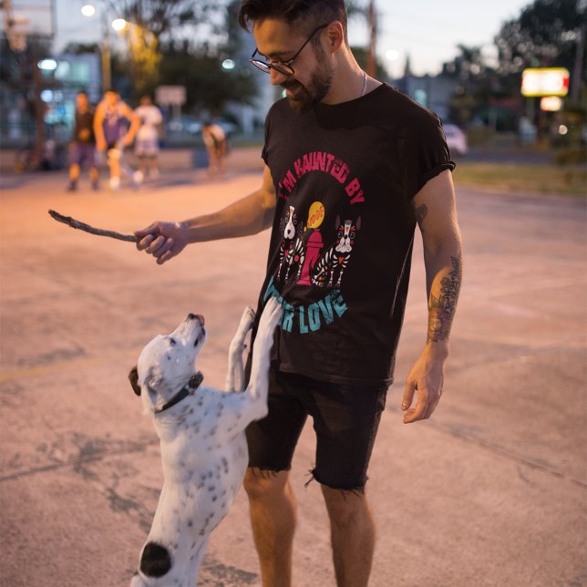Haunted by Your Love Sugar Skull Dog T-Shirt (Creator Uploaded)