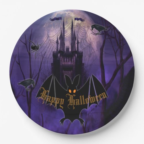 Haunted Castle Halloween Paper Plates