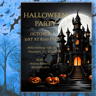  Haunted Castle Halloween Party  Invitation