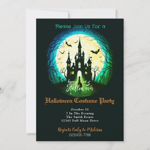 Haunted Castle Happy Halloween Costume Party Invitation