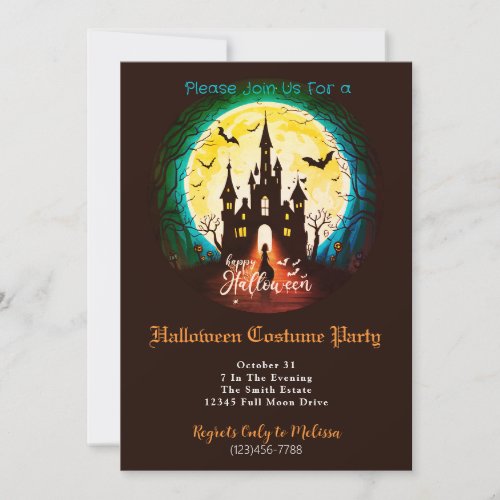 Haunted Castle Happy Halloween Costume Party Invitation