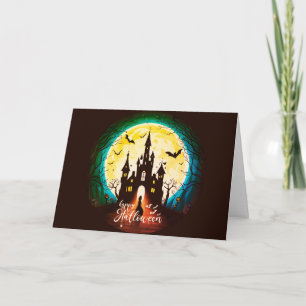 Haunted Castle Happy Halloween Creepy Card