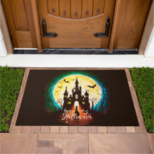 Haunted Castle Happy Halloween Creepy Doormat