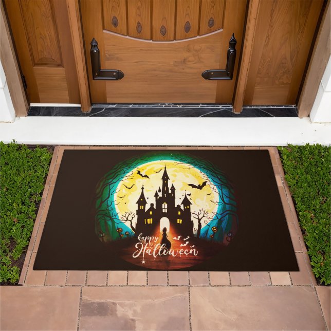 Haunted Castle Happy Halloween Creepy Doormat (Outdoor)