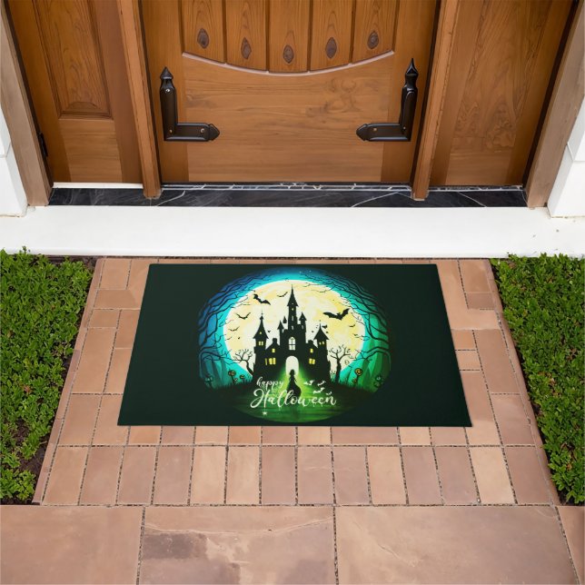 Haunted Castle Happy Halloween Creepy Doormat (Outdoor)
