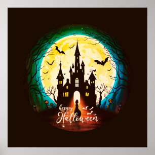 Haunted Castle Happy Halloween Creepy Poster