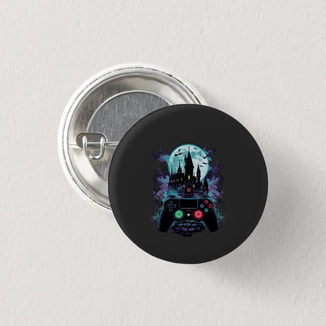 Haunted Castle Horror Gamer Design Button (Front & Back)