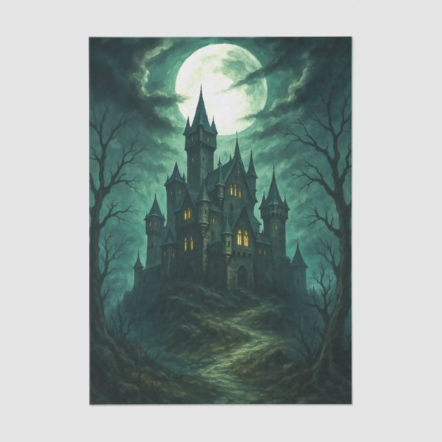Haunted Castle Moonlit Gothic Decoupage  Tissue Paper (Front)