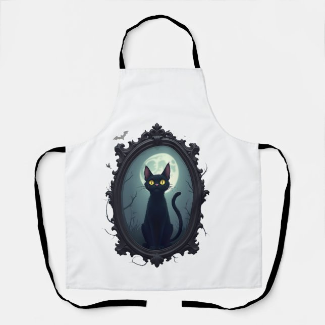 Haunted Cat Mirror Apron (Front)