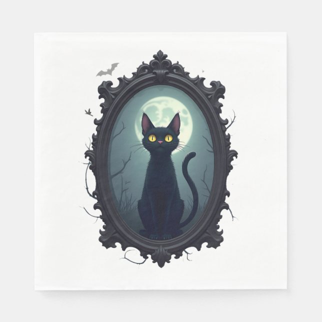 Haunted Cat Mirror Napkins (Front)
