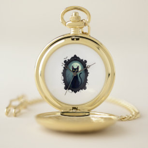 Haunted Cat Mirror Pocket Watch