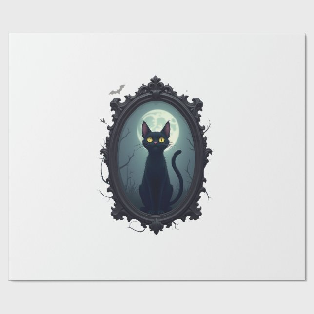Haunted Cat Mirror Wrapping Paper (Flat)