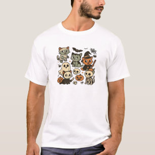 Haunted Cat Trick-or-Treaters Oversized T-Shirt