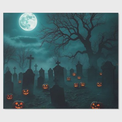 Haunted Cemetery Halloween Gift Wrap – Stunning