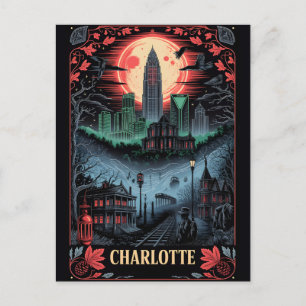 Haunted Charlotte, NC Vintage Horror Travel Postcard