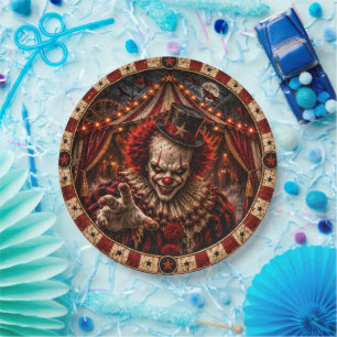 Haunted Circus Killer Clown Halloween Night Paper Plates