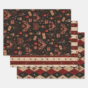 Haunted Circus Killer Clown Halloween Night Wrapping Paper Sheets
