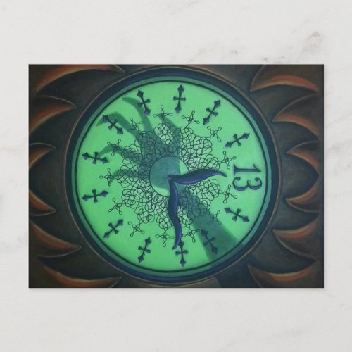 Haunted Clock 13 Hour Postcard