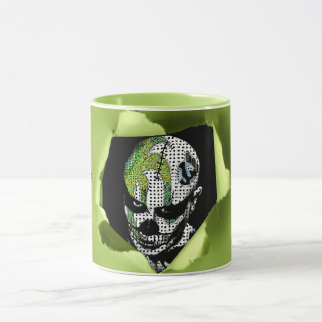 Haunted Clown Shown through Ripped Hole  Mug (Center)