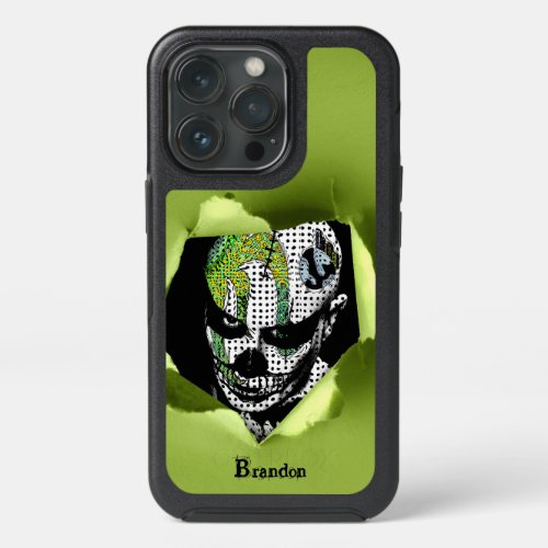 Haunted Clown Shown through Ripped Hole iPhone 13 Pro Case