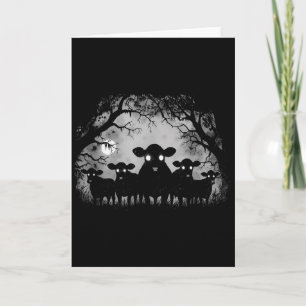 Haunted Cows Forest Black Cattle With Big Eyes Hal Card