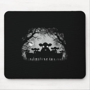 Haunted Cows Forest Black Cattle With Big Eyes Hal Mouse Pad