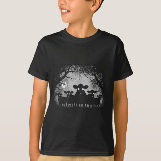 Haunted Cows Forest Black Cattle With Big Eyes Hal T-Shirt